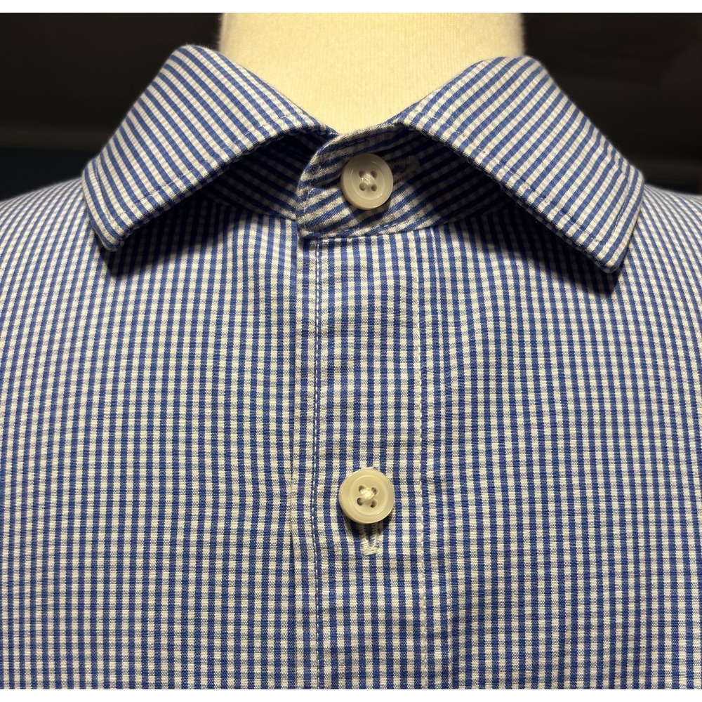 VTG J. Crew Sz XL 17-17.5 Thompson Premium Shirting Gingham Long‎ Sleeve Pocket